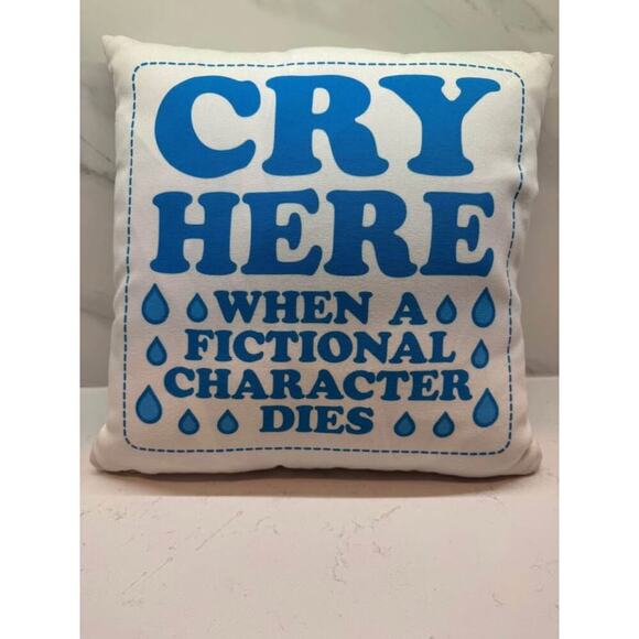 Book Lover Decor - Booktok Bookstagram Fictional Character Crying Throw Pillow - Picture 1 of 1